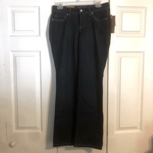 SONOMA NWT 6 Short Modern Fit Demi Bootcut Dark Wash Denim Blue Jeans Straight - Picture 2 of 11